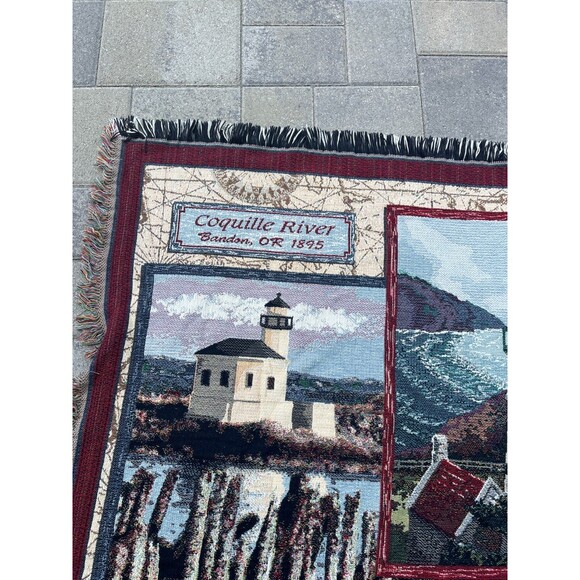 Goodwin Weavers Oregon Lighthouse Tapestry 64x45 Blanket House Cottage Florance - Picture 8 of 16